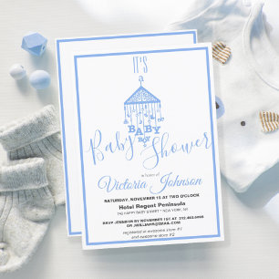 Modern Blue Baby Boy Shower Invitation