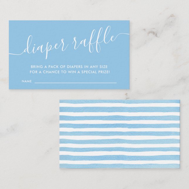 Modern Blue Baby Diaper Raffle Ticket Enclosure Ca Card (Front/Back)