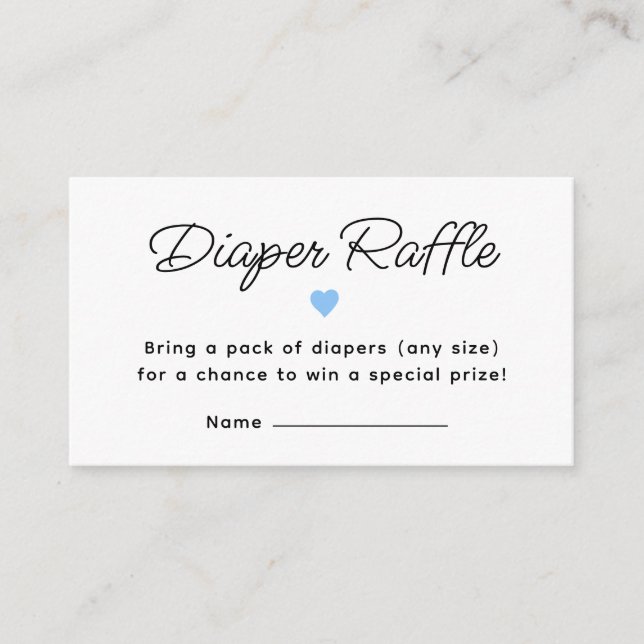 Modern Blue Baby Shower Diaper Raffle Ticket Enclosure Card (Front)