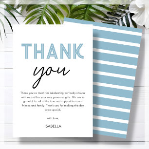 Modern Blue Baby Shower Thank You Card