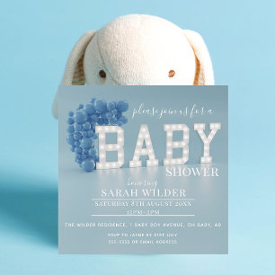 Modern Blue Balloon Arch Baby Boy Shower Invitation