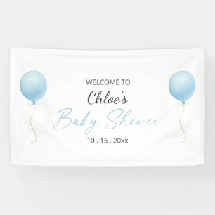 Modern Blue Balloon Boy Baby Shower Banner