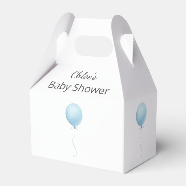 Modern Blue Balloon Boy Baby Shower Favour Box (Front Side)