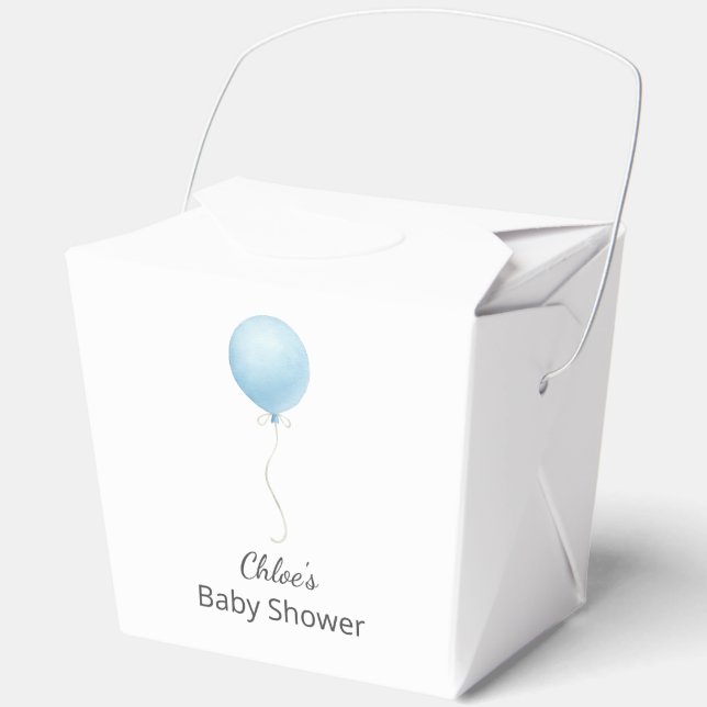 Modern Blue Balloon Boy Baby Shower Favour Box (Front)