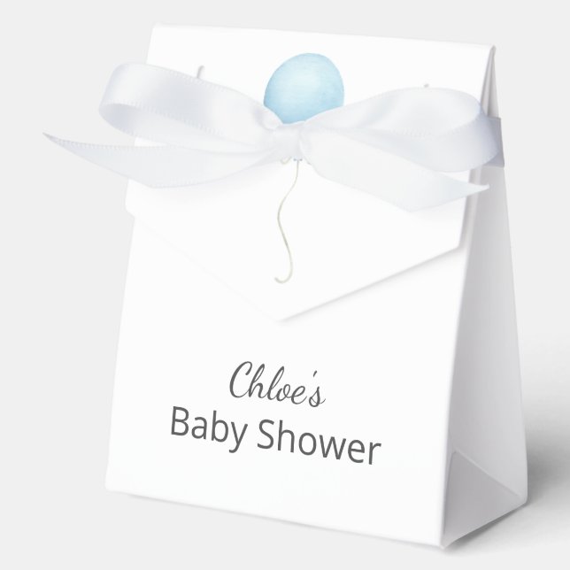 Modern Blue Balloon Boy Baby Shower Favour Box (Front)