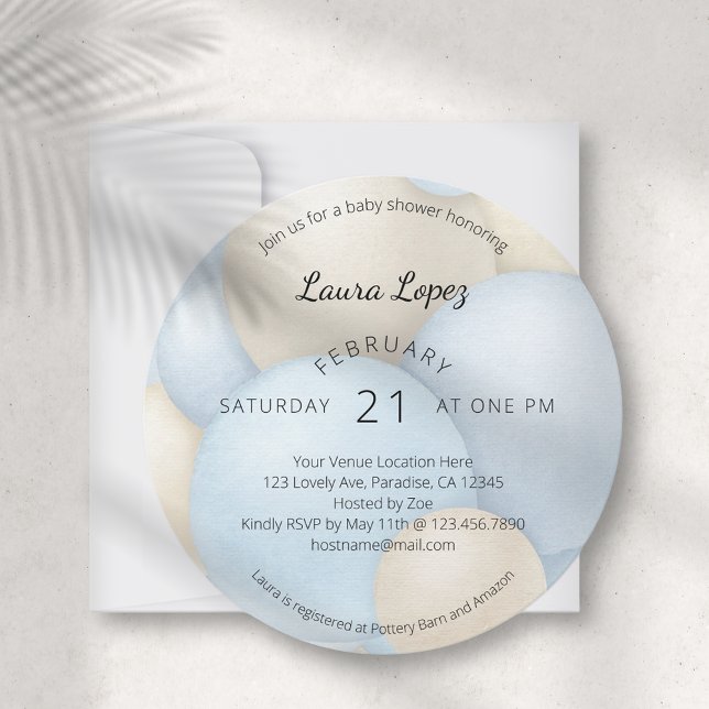 Modern Blue Balloons Baby Shower Invitation (Creator Uploaded)