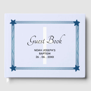 Modern Blue BAPTISM Frame GUEST BOOK