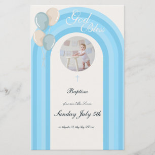 Modern Blue Baptism Invitation with Custom Menu