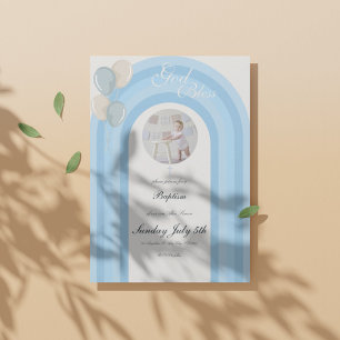 Modern Blue Baptism Invitation with Custom Photo