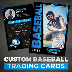 Modern Blue Baseball Player Trading Card Stats