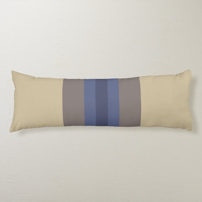 Modern Blue Beige Striped Pattern Body Cushion (Front)
