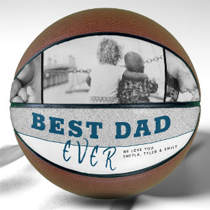 Modern Blue Best Dad Ever Father`s Day 3 Photo Basketball