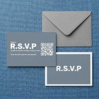 Modern Blue big RSVP QR Code Wedding