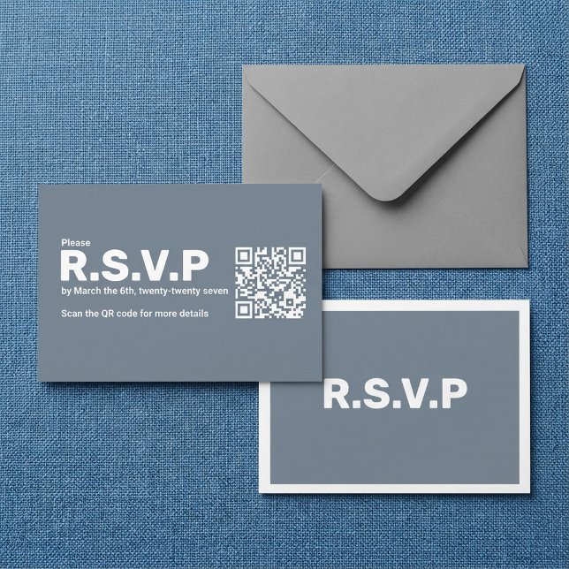 Modern Blue big RSVP QR Code Wedding Enclosure Card (Modern Blue big RSVP QR Code Wedding Enclosure Card.)