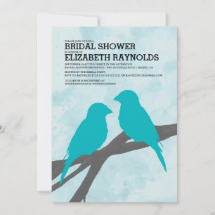 Modern Blue Bird Bridal Shower Invitations
