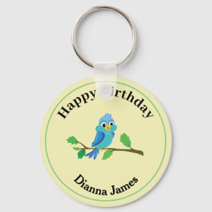 Modern blue bird key ring