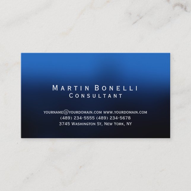 Modern Blue Black Consultant Business Card (Front)