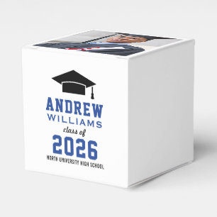 Modern Blue Black Custom Photo Favour Box