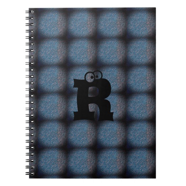 MODERN BLUE Black CUTE Spiral Photo  Notebook (Front)