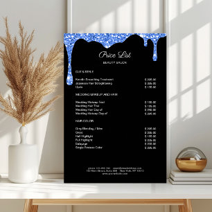 Modern Blue Black Glitter Preislisten Poster
