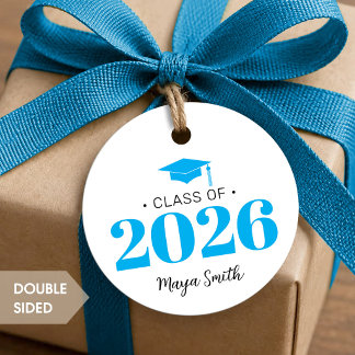 Modern Blue Black Graduation Favour Tags