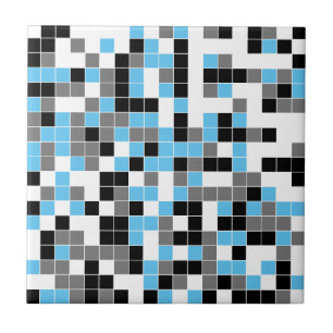 Modern Blue Black Grey Geometric Ceramic Tile