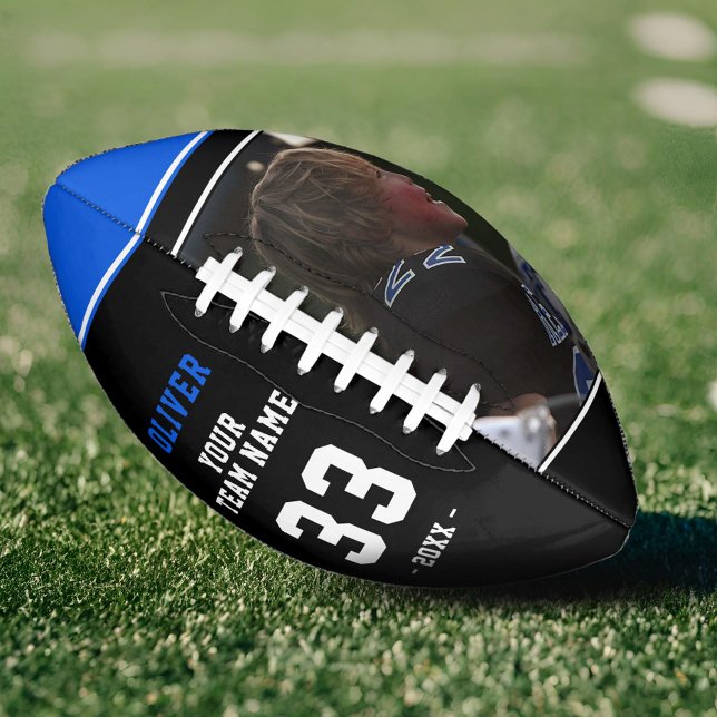 Modern Blue Black Player Name Number Team Photo  F Football (Creator Uploaded)