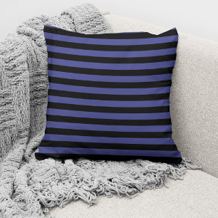 Modern Blue Black Striped Pattern Cushion