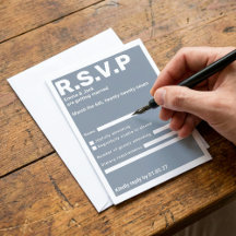 Modern Blue Bold typography RSVP Wedding