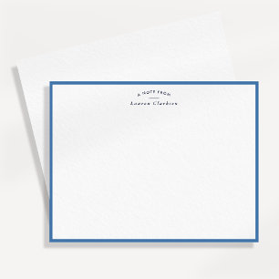Modern Blue Border Personalised Note Card