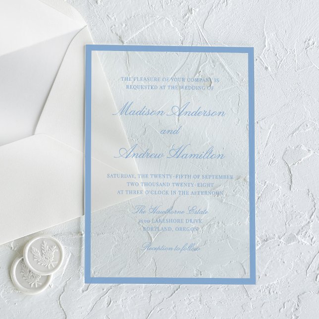 Modern Blue Border Wedding Acrylic Invitations (Creator Uploaded)