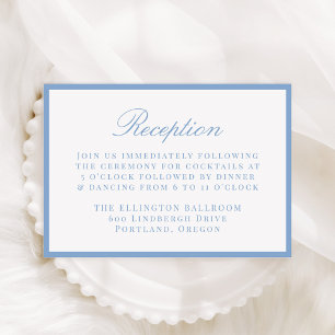 Modern Blue Border Wedding Reception Enclosure Card