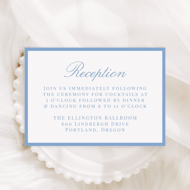 Modern Blue Border Wedding Reception Enclosure Card (Creator Uploaded)