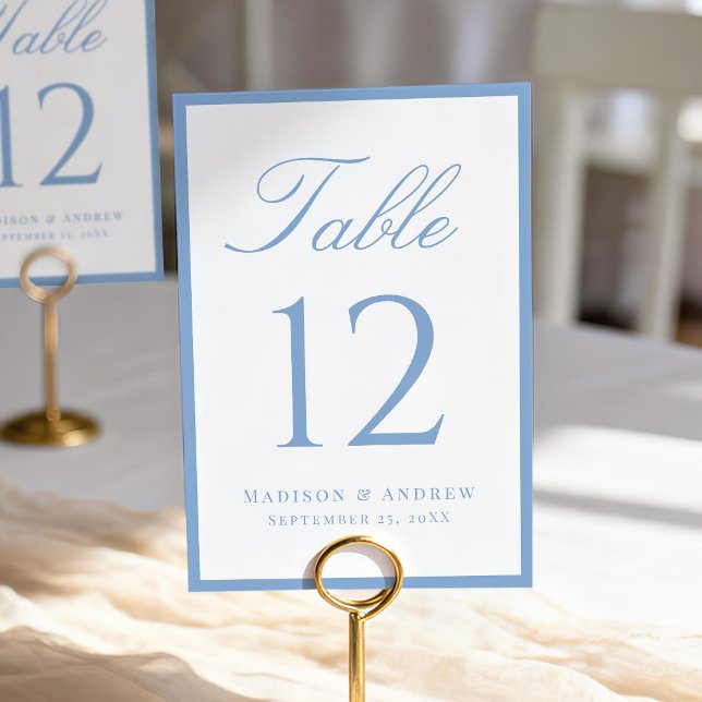 Modern Blue Border Wedding Table Number (Creator Uploaded)