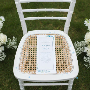 Modern Blue Botanical minimal floral wedding Program