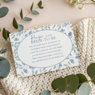 Modern Blue Botanical  Recipe for the Bride Floral Enclosure Card