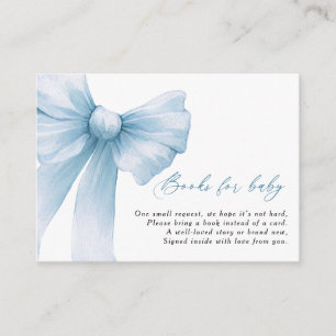 Modern Blue Bow Baby Shower Books for Baby Enclosure Card