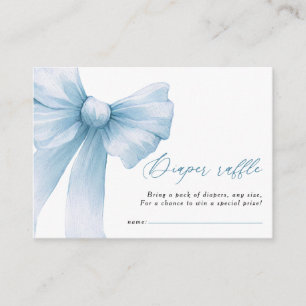 Modern Blue Bow Baby Shower Diaper Raffle Enclosure Card