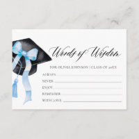 Modern Blue Bow Graduation Advice Words of Wisdom