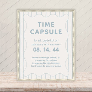 Modern Blue Boy 1st Birthday Time Capsule Sign
