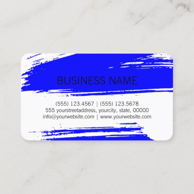 Modern Blue Brush Stroke Paint Business Card (Back)