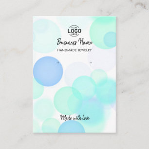 Modern Blue Bubbles White Earrings Display Card