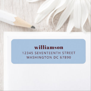 Modern Blue Burgundy Simple Name Return Address Label