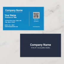 Modern Blue Business Card with QR Code