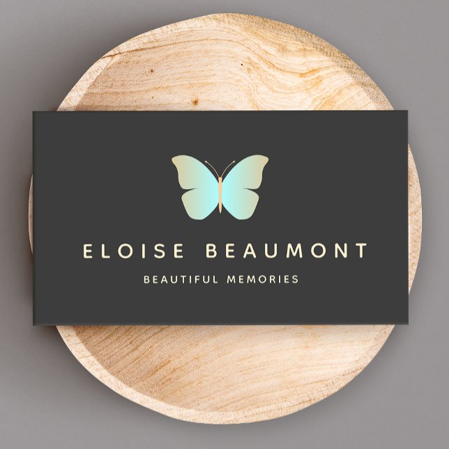 Modern Blue  Butterfly Event Planner Logo Business Card (Creator Uploaded)