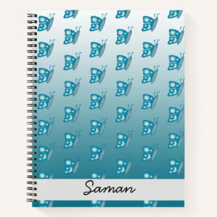 Modern Blue Butterfly Pattern Notebook