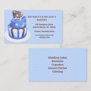 Modern Blue Cake Bakery Business Cards