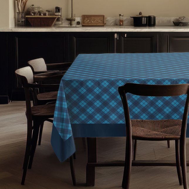 Modern Blue Check Tablecloth for Chic Interiors (Modern Blue Check Tablecloth for Chic Interiors)