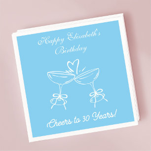 Modern Blue Cheers to 30 years Birthday Napkins