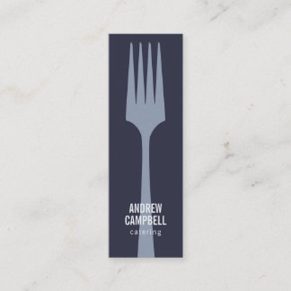 Modern blue chef minimalist fork catering logo mini business card